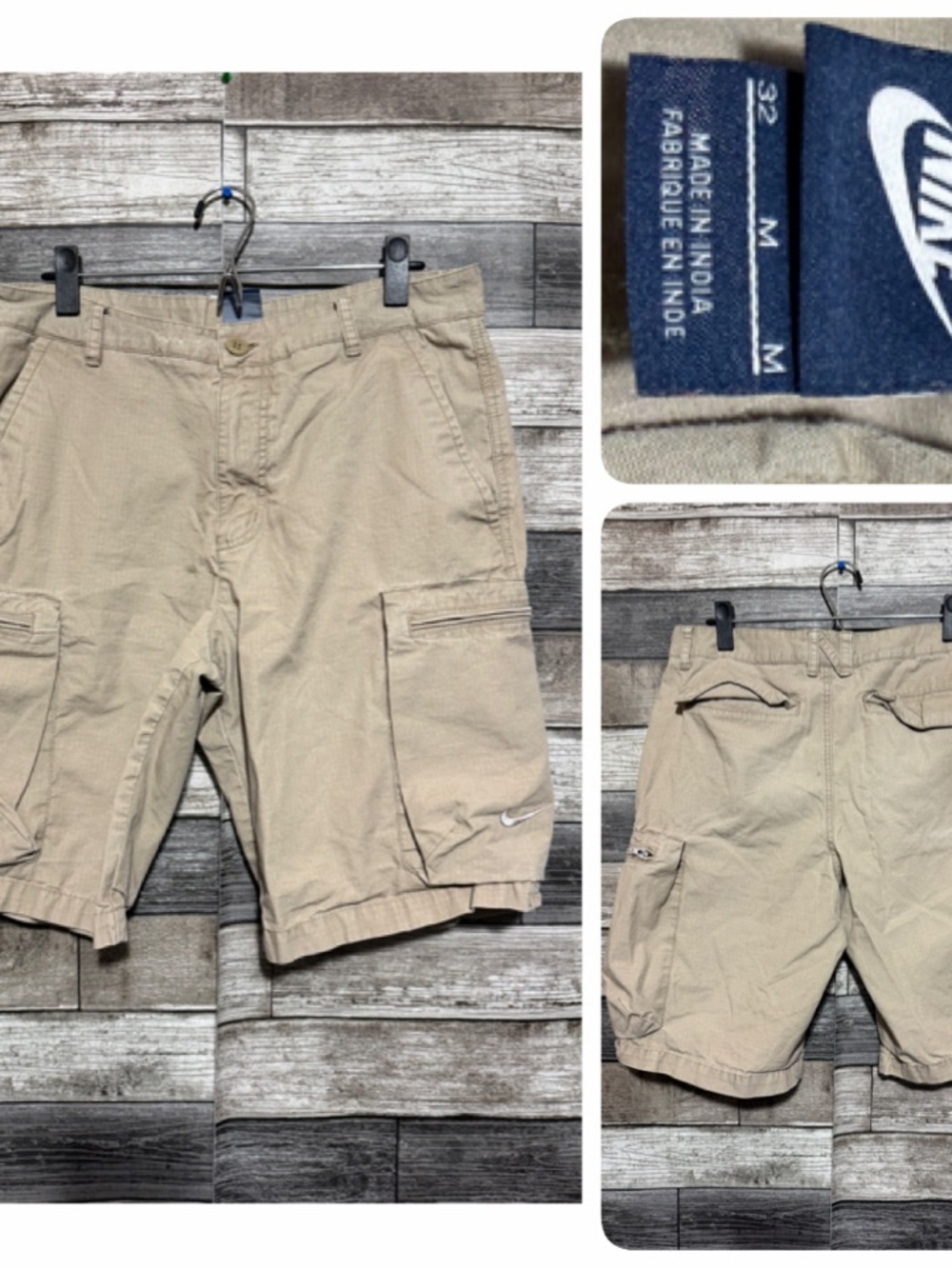 Nike Ripstop Cargo Shorts Men’s Medium 32 Tan Beige 100% Cotton (Inseam 10)